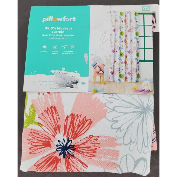 Pillowfort Nature Study Print Blackout Window Curtain 42" x 84" 1 Panel New - Picture 1 of 7